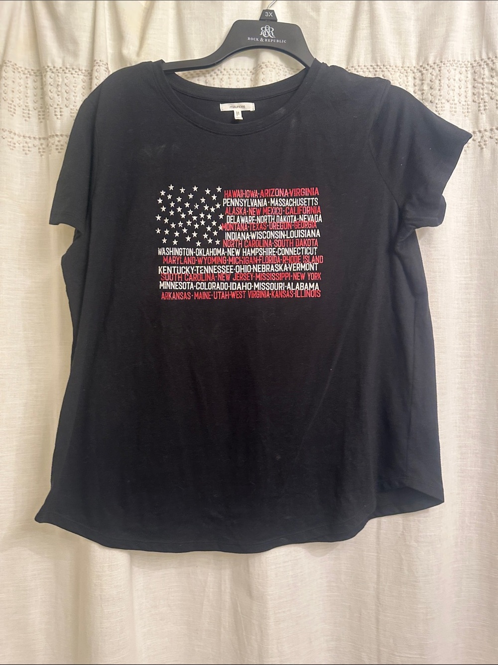 Black Graphic Flag Tee - Women’s Casual Top